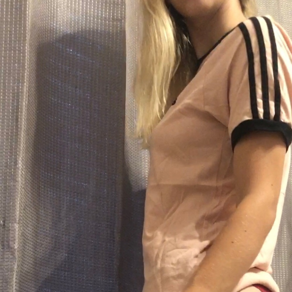 🧘‍♀️NEW: PINK ADIDAS THREE STRIPE T-SHIRT🧘‍♀️ - Picture 4 of 8